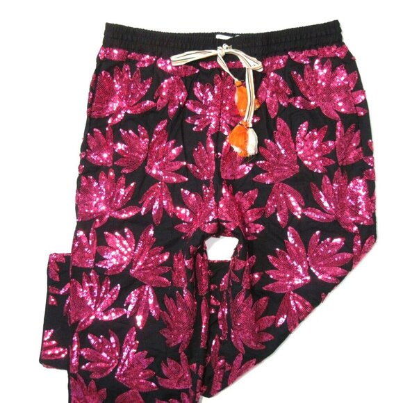 NWT J.Crew Collection High-Rise Cotton-Poplin Pant with Sequins in Black 16 - Picture 2 of 5